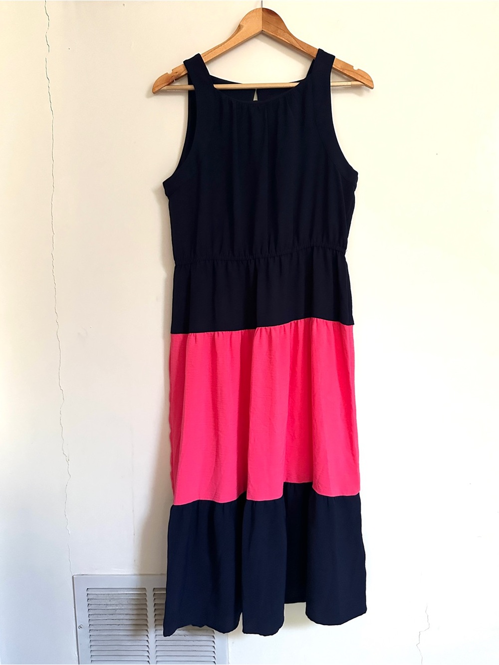 DKNY Colorblock Sleeveless Midi Dress